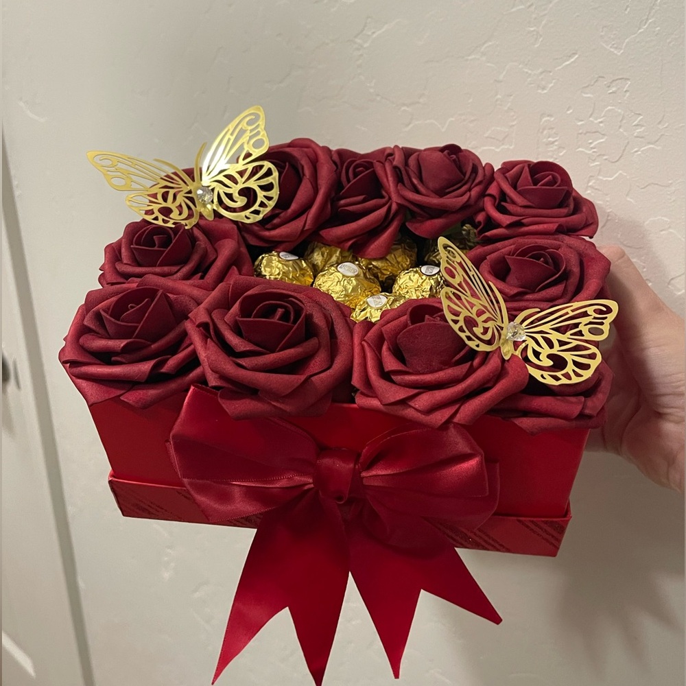 Box flowers and Ferrero Rocher